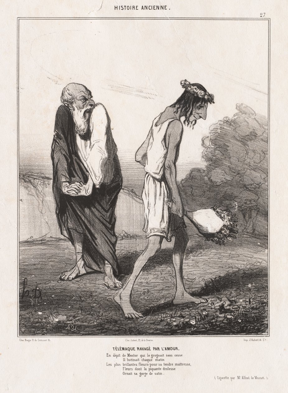 História Antiga: Pl. 27, Telêmaco devastado pelo amor de Honoré Daumier