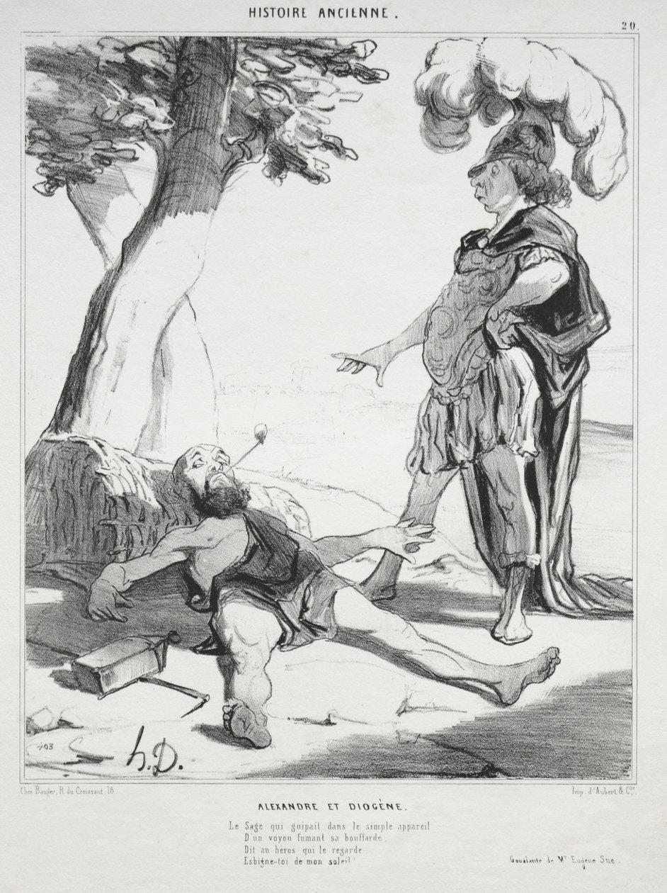 História Antiga, placa 20: Alexandre e Diógenes de Honoré Daumier