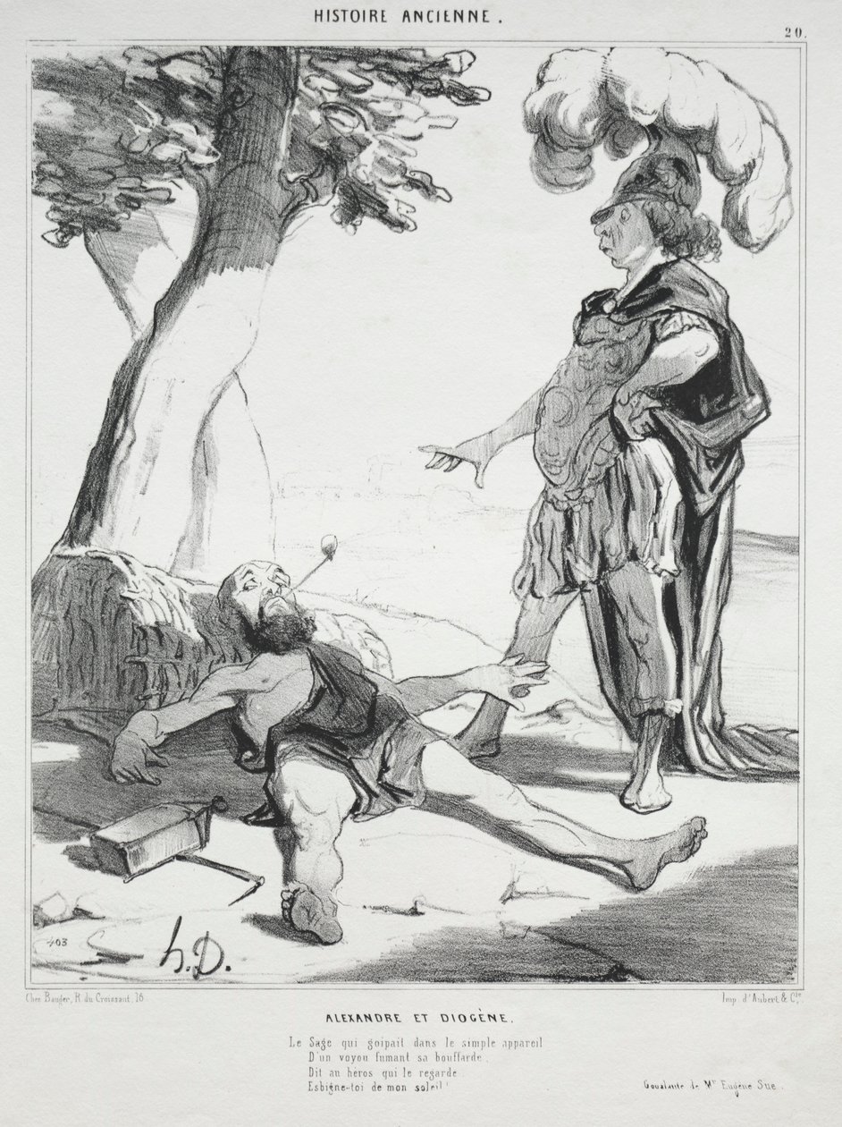 História Antiga, placa 20: Alexandre e Diógenes, 14 de agosto de 1842. de Honoré Daumier