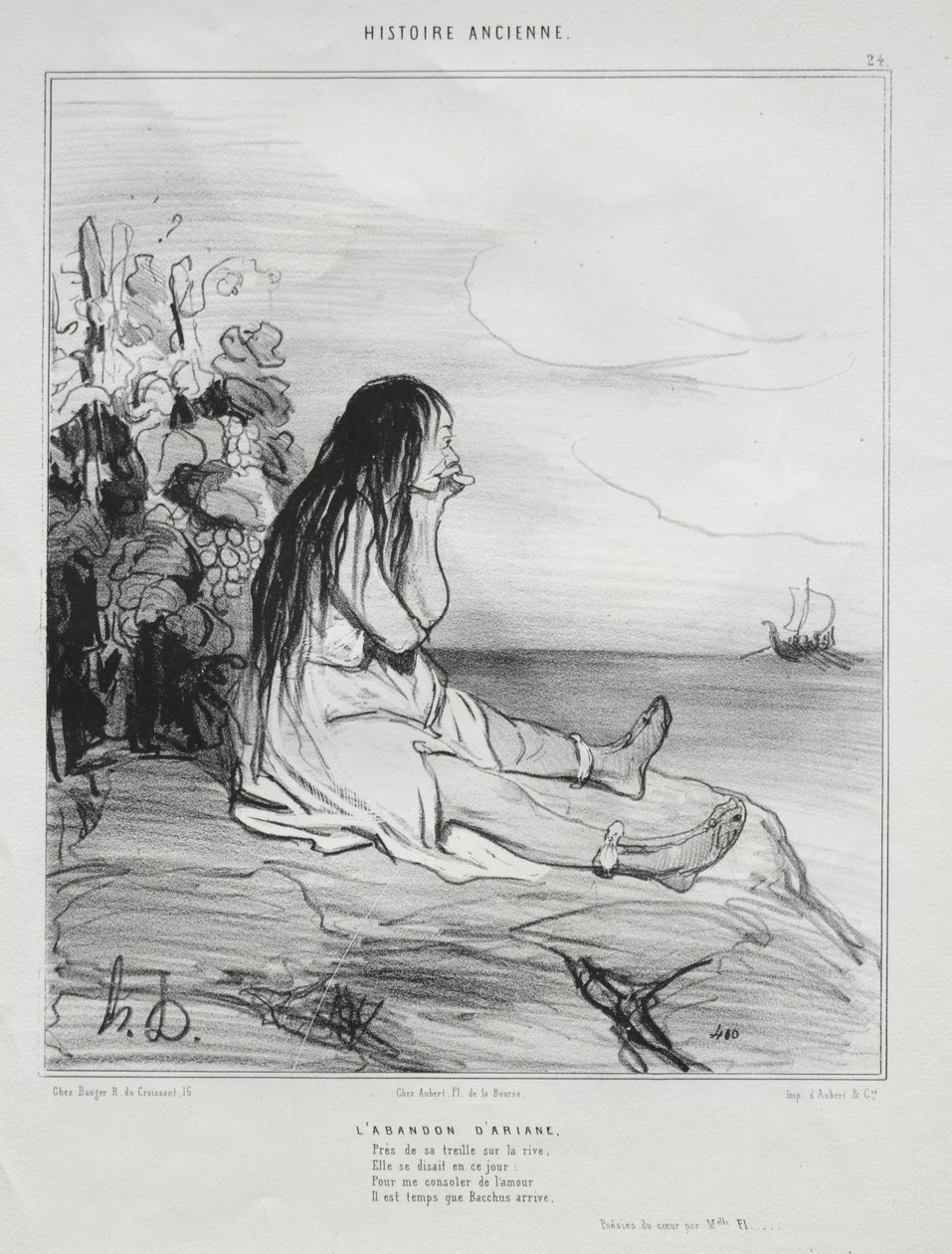 História Antiga, ilustração 24: O Abandono de Ariadne, 4 de setembro de 1842. de Honoré Daumier