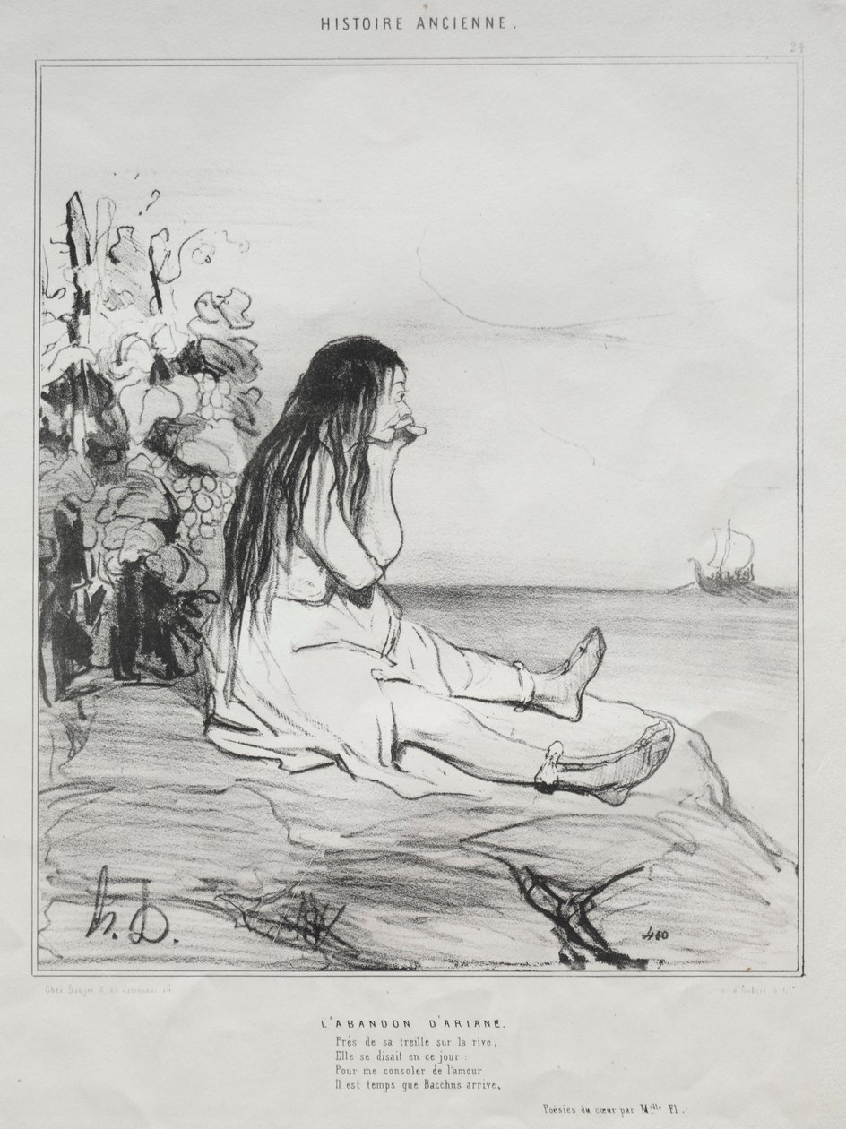 História Antiga, ilustração 24: O Abandono de Ariadne, 4 de setembro de 1842. de Honoré Daumier