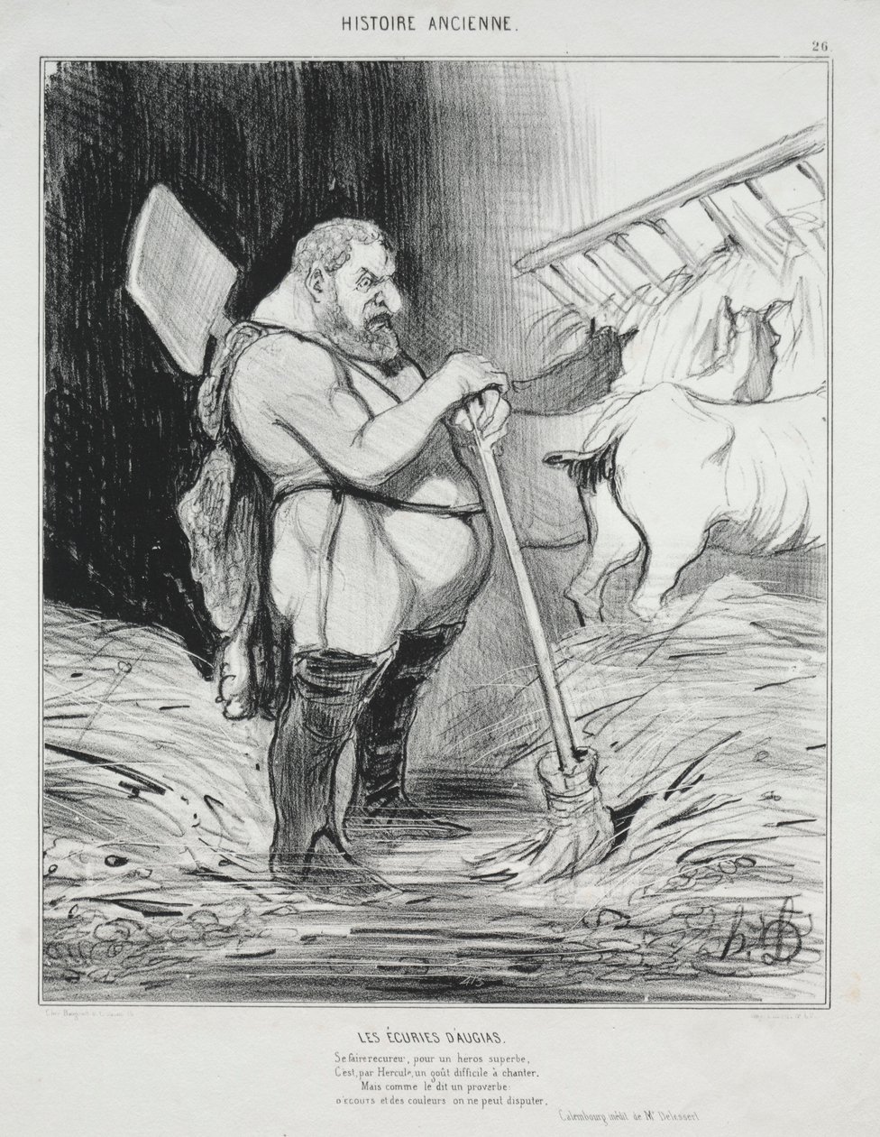 História Antiga, placa 26: O Estábulo de Augeas, 25 de setembro de 1842. de Honoré Daumier