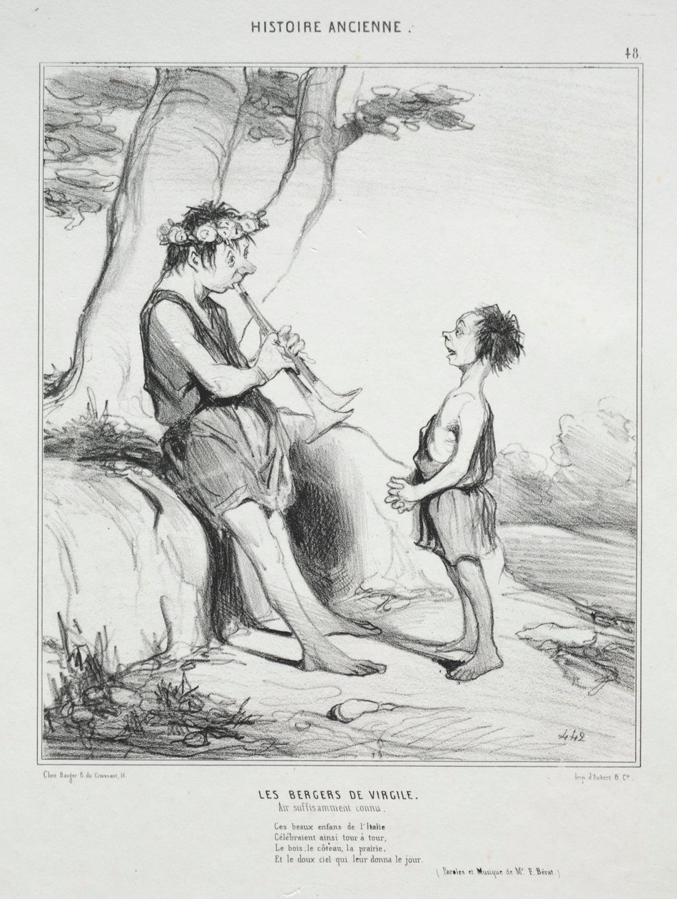 História Antiga, placa 48: Os Pastores de Virgílio, 31 de dezembro de 1842. de Honoré Daumier