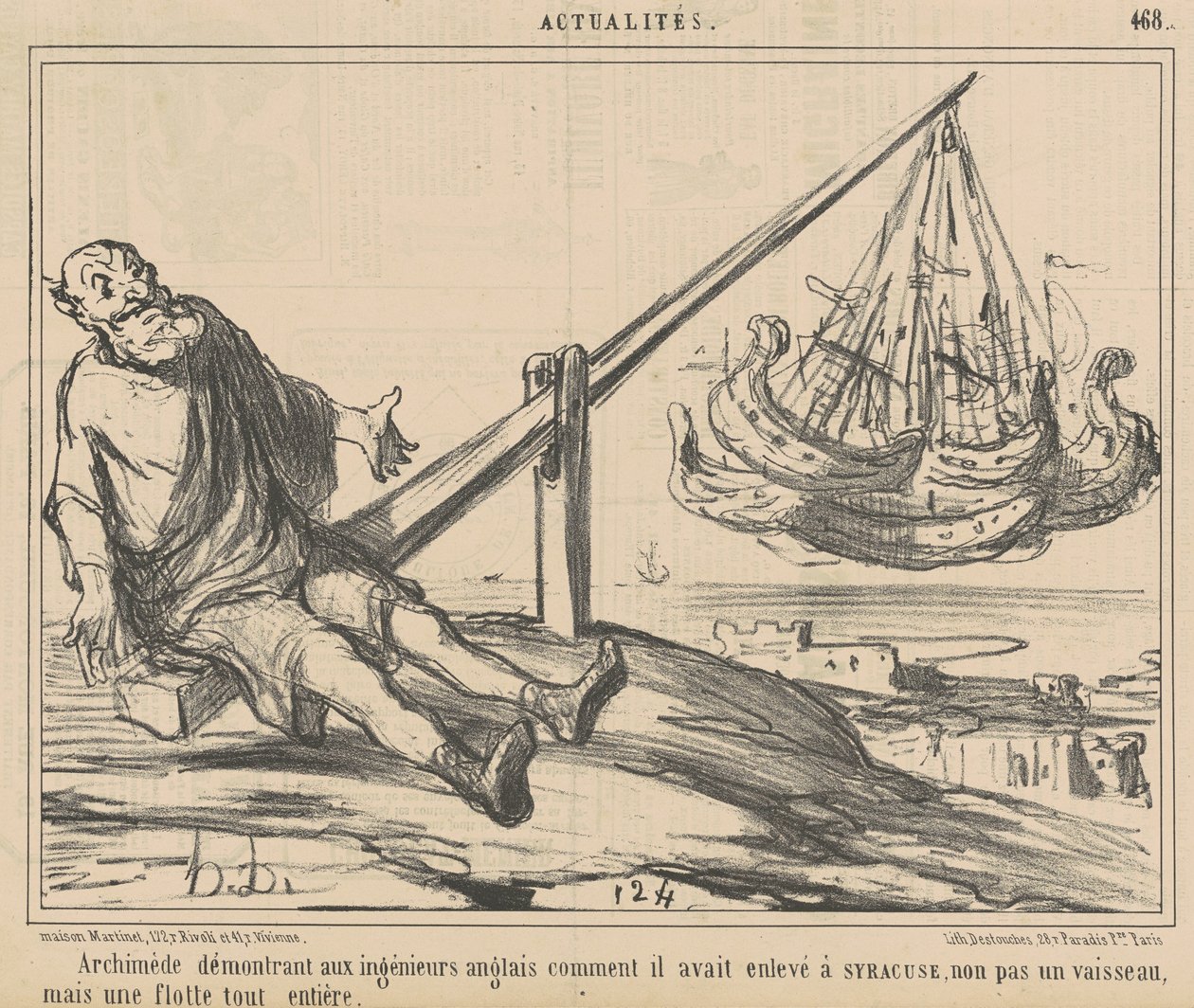 Arquimedes demonstrando aos engenheiros ingleses... de Honoré Daumier