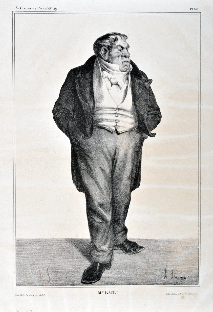 Obra de Honore Daumier (1808-1879). Charivari data de 1833: Serie Celebrites de la caricature "Mr. Baill...". MUSEU DE BELAS ARTES - PALÁCIO LONGCHAMP, MARSEILLE de Honoré Daumier
