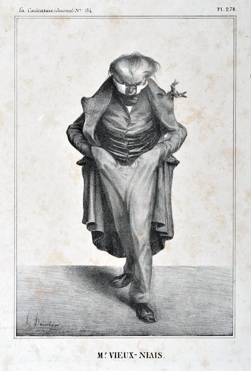 Obra de Honore Daumier (1808-1879). Charivari data de 1833: Serie Celebrites de la Caricature "M. Vieux-Niais" MUSEE DES BEAUX ARTS - PALAIS LONGCHAMP, MARSEILLE de Honoré Daumier