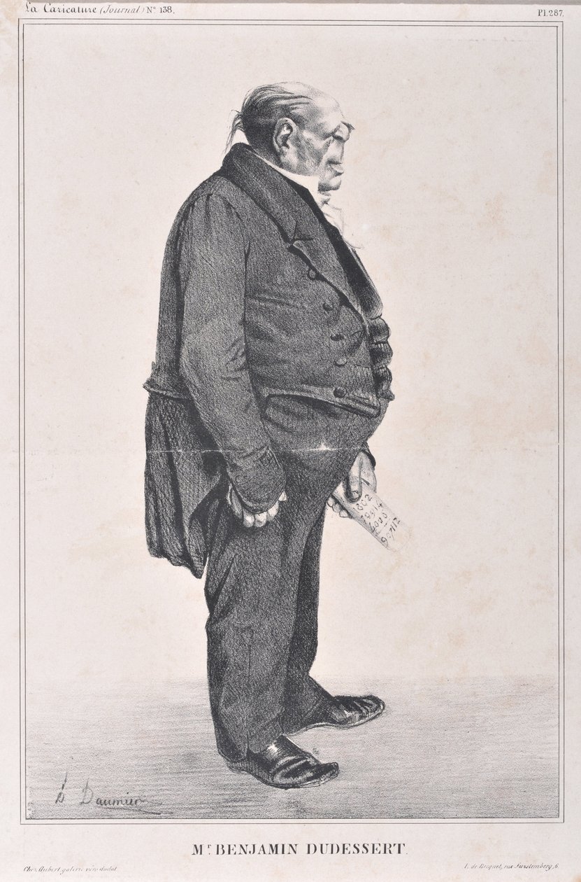 Obra de Honore Daumier (1808-1879). Charivari data de 1833: Serie Celebrites de la Caricature "M. Benjamin Dudessert" MUSEE DES BEAUX ARTS - PALAIS LONGCHAMP, MARSEILLE de Honoré Daumier