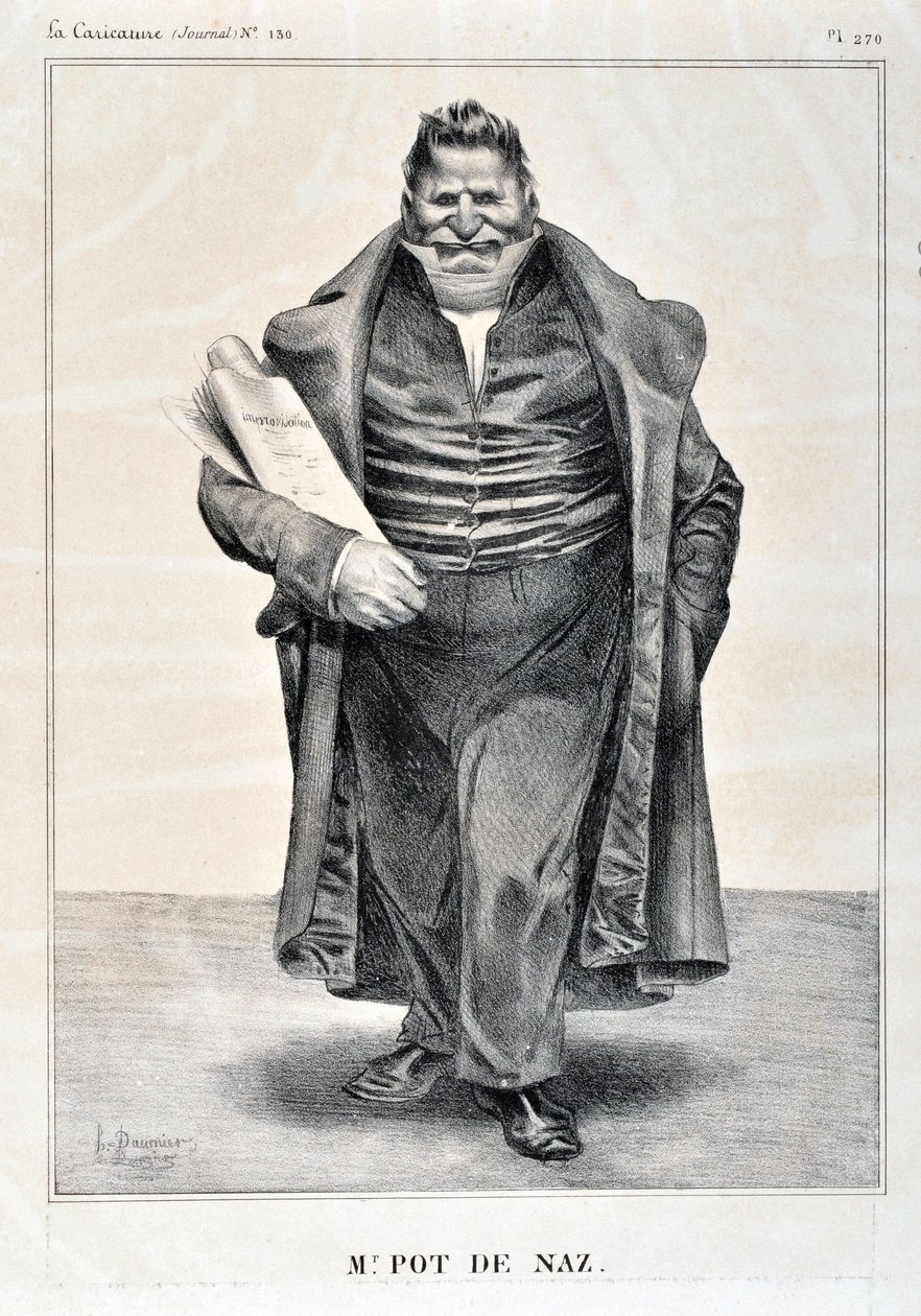 Obra de Honore Daumier (1808-1879). Charivari data de 1833: Serie Celebrites de la Caricature "M.Pot de Naz" MUSEE DES BEAUX ARTS - PALAIS LONGCHAMP, MARSEILLE de Honoré Daumier