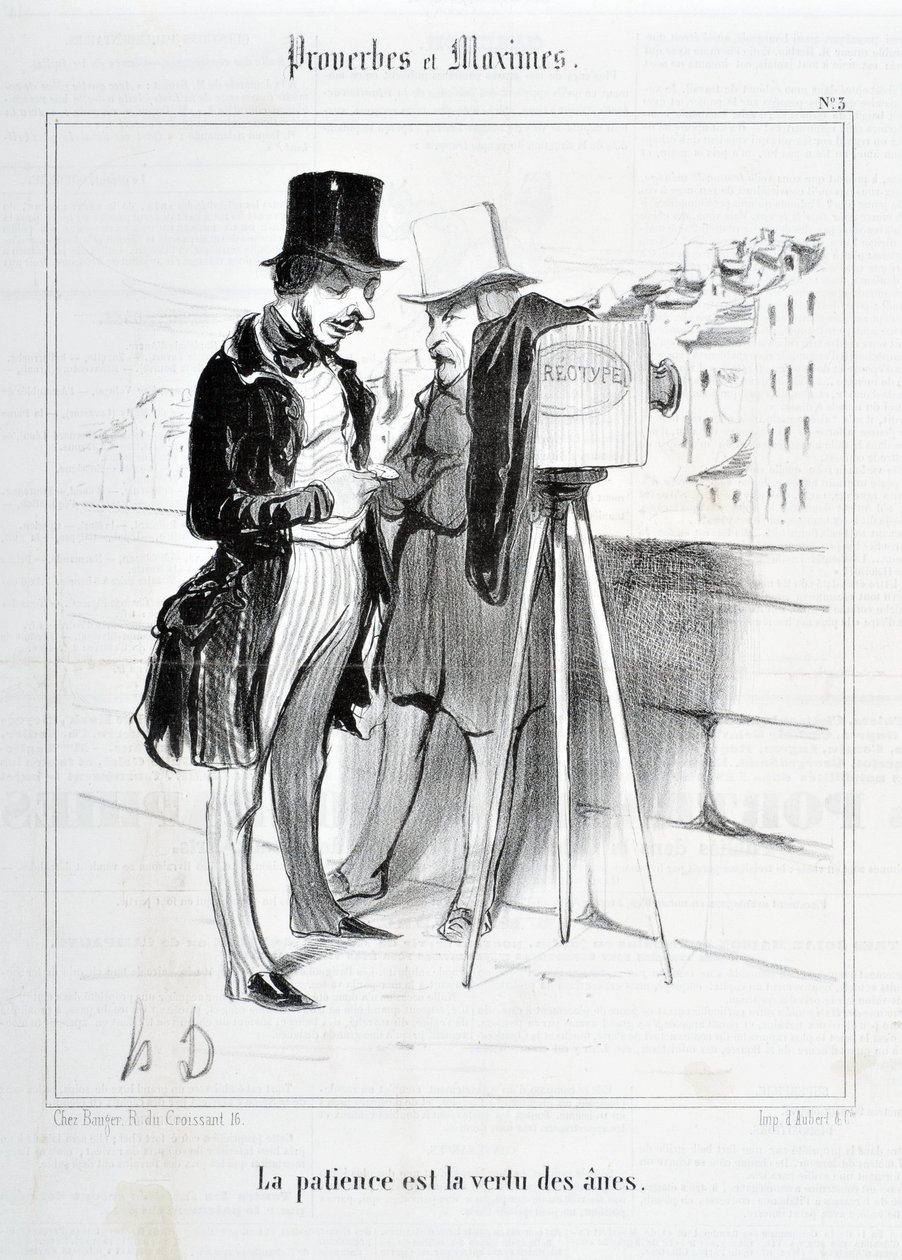 Obra de Honore Daumier (1808-1879). Charivari data de 1840: Serie PROVERBES ET MAXIMES "A paciência é a virtude dos burros" MUSEE DES BEAUX ARTS - PALAIS LONGCHAMP, MARSEILLE de Honoré Daumier