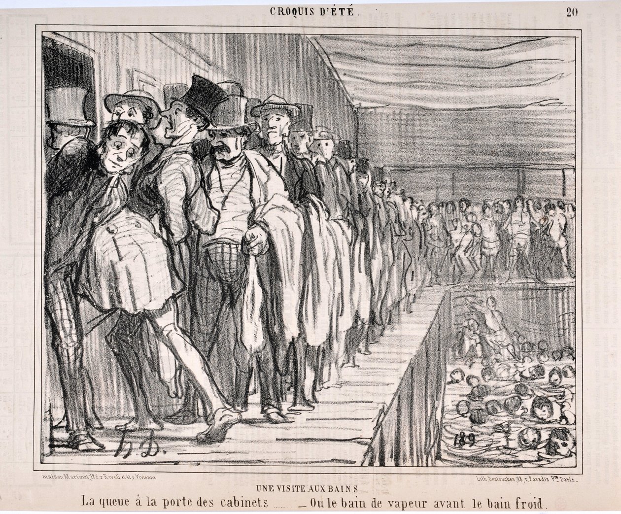 Obras de arte de Honore Daumier (1808-1879) Charivari data de 1858: Série CRUQUIS D