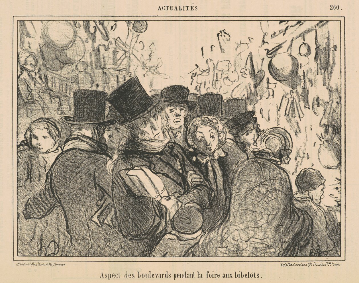 Aparência das avenidas durante a feira de curiosidades de Honoré Daumier