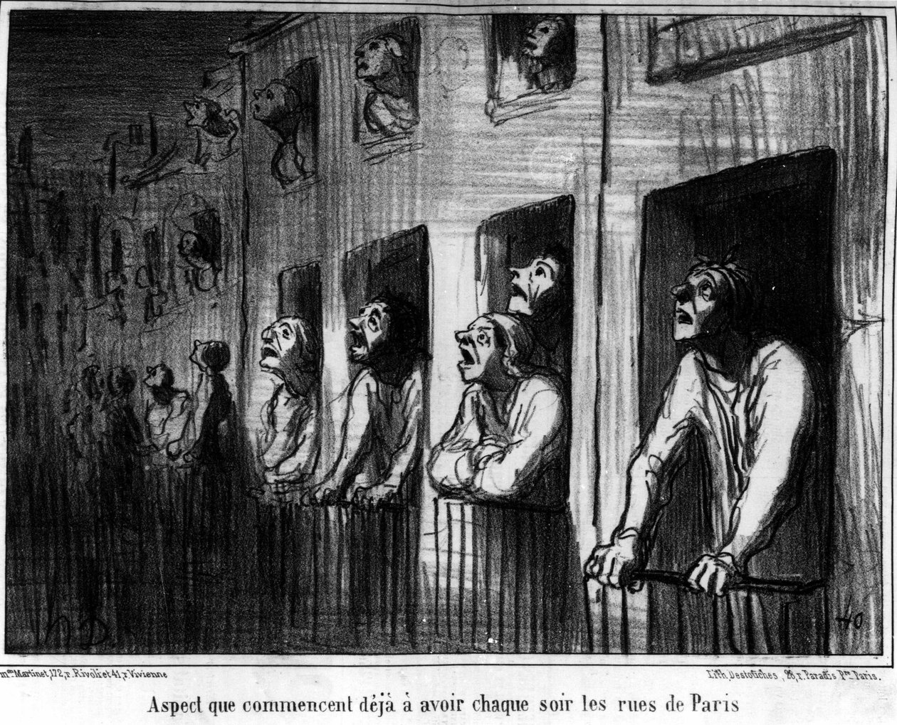 Aspecto que as ruas de Paris já começam a ter todas as noites, caricatura sobre o Comete de 1857 por Honore Daumier (1808-1879). "Charivari". de Honoré Daumier