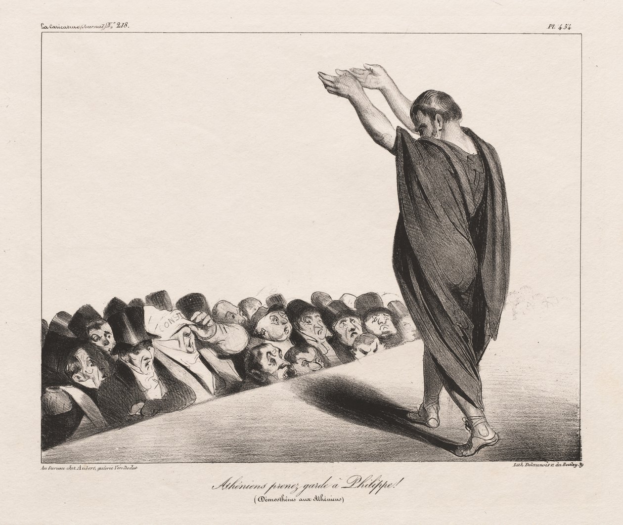 Atenienses Cuidado com Filipe! (Demóstenes aos atenienses) de Honoré Daumier