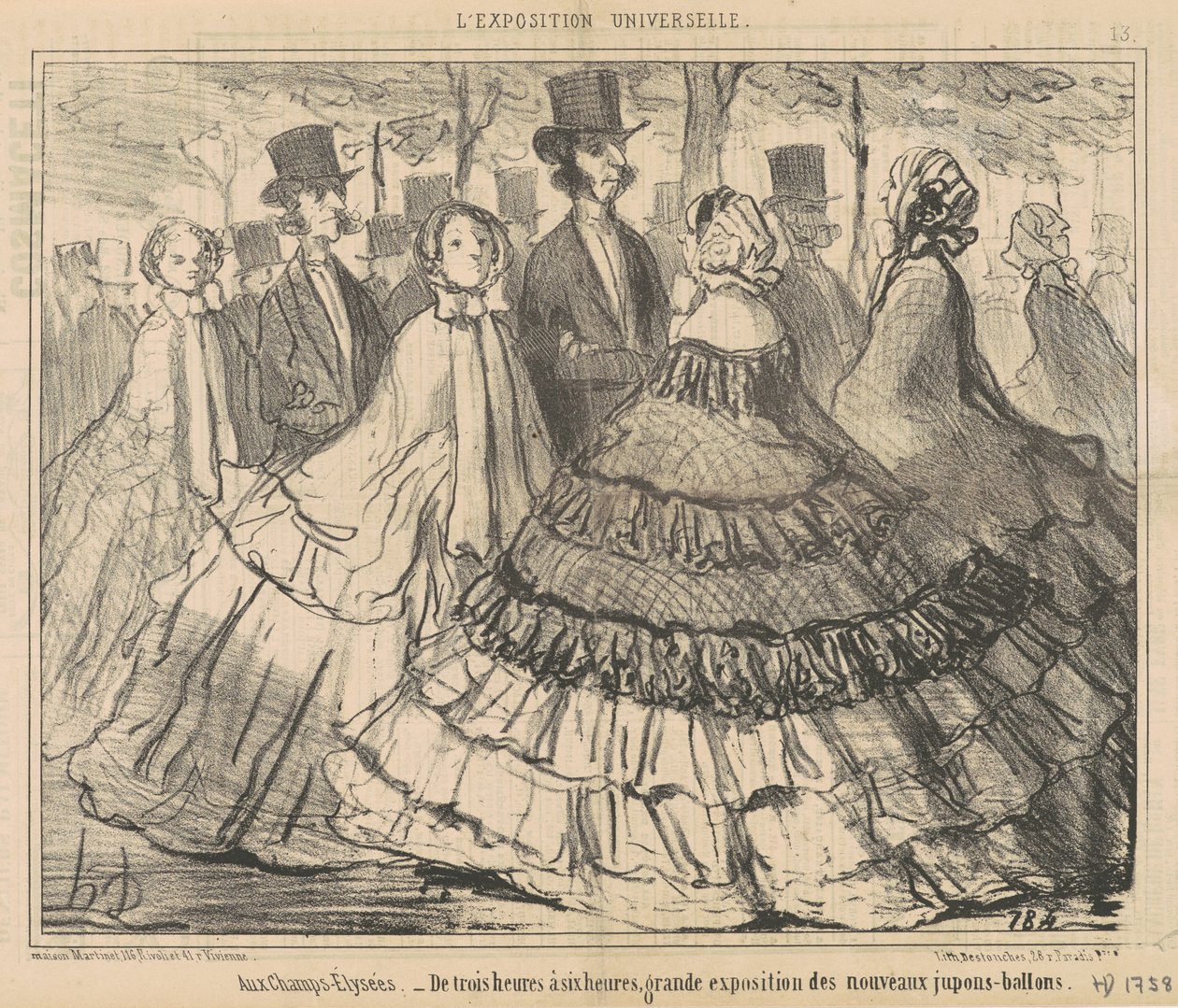Na Champs-Elysées...De três a seis horas de Honoré Daumier