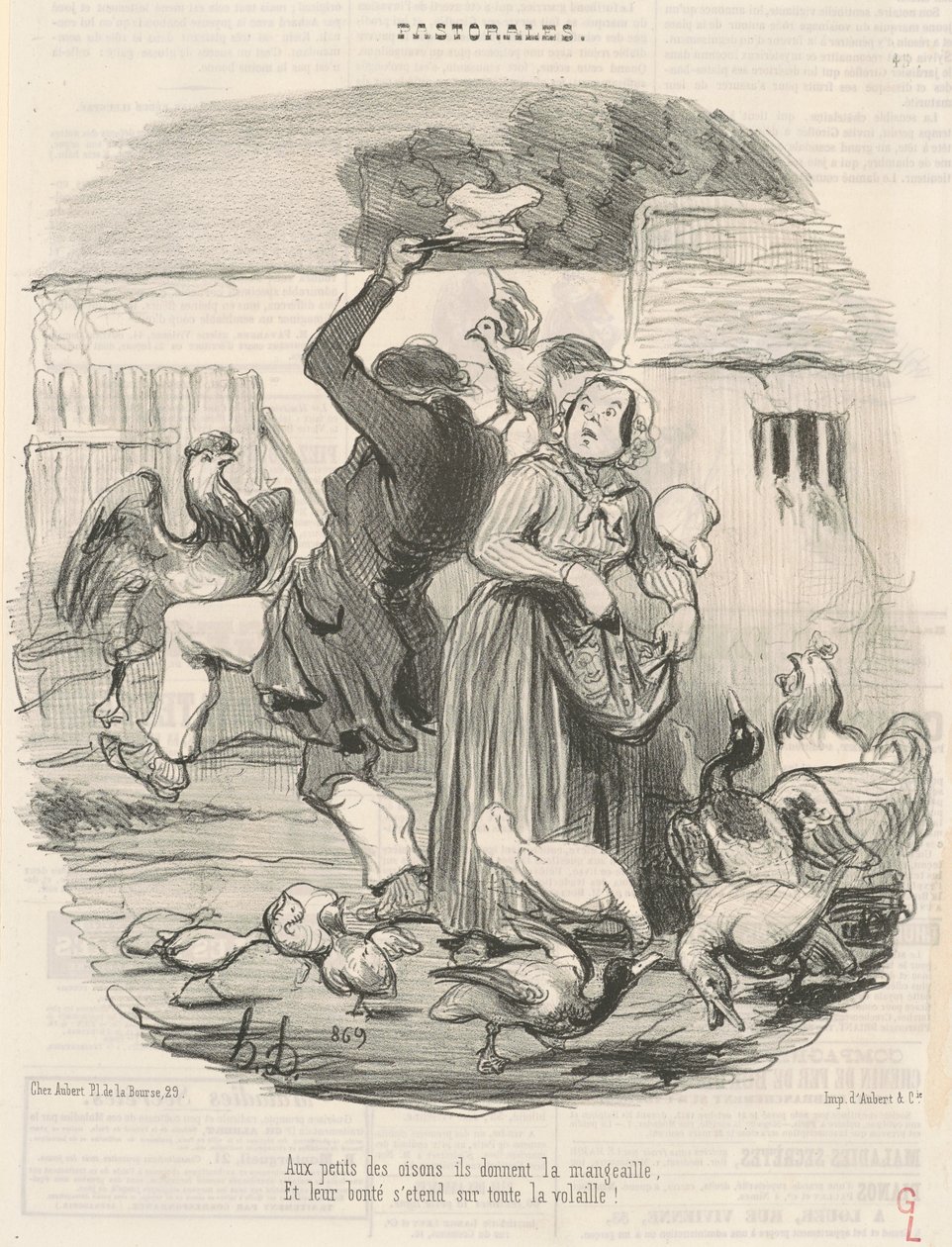 Aos filhotes dos gansinhos, eles dão comida... de Honoré Daumier