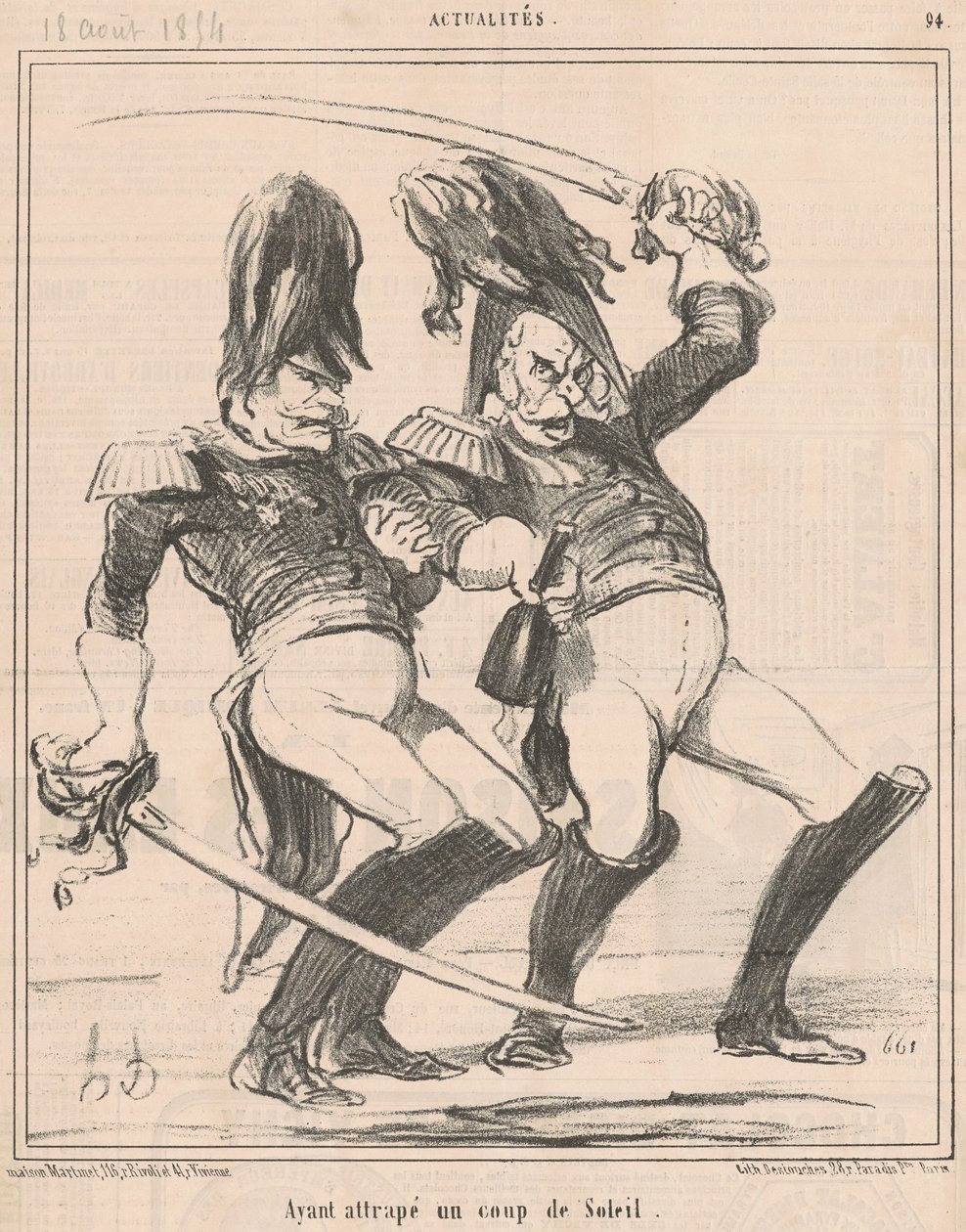 Tendo pegado uma queimadura de sol de Honoré Daumier