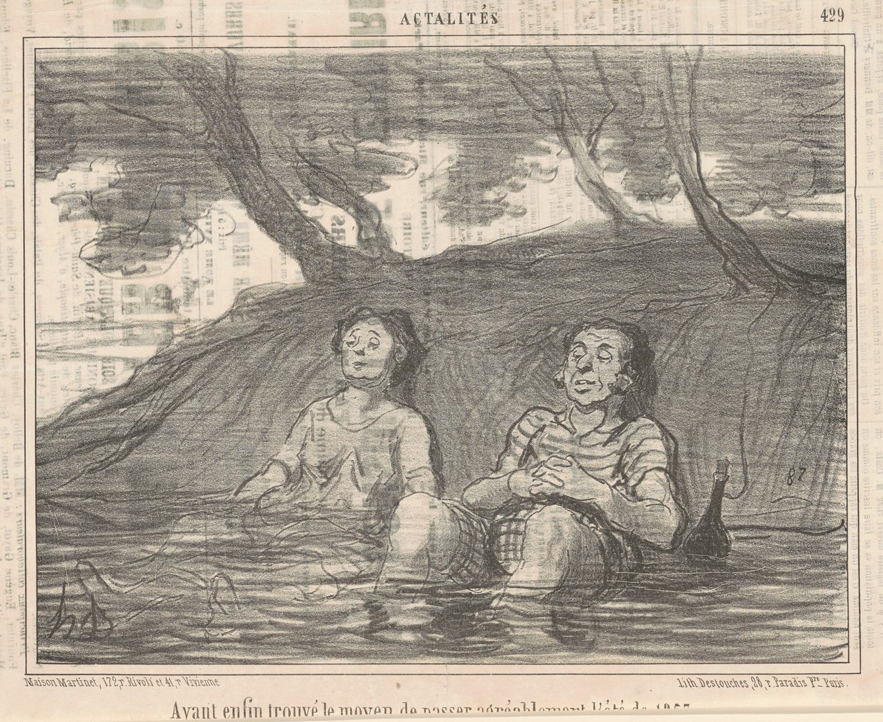 Tendo ... encontrado uma maneira de passar o verão agradavelmente de Honoré Daumier