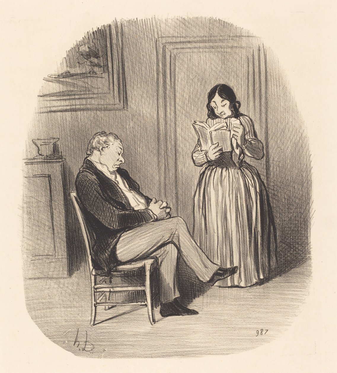 Bourgeois sendo lido, depois do jantar, alguns capítulos... de Honoré Daumier