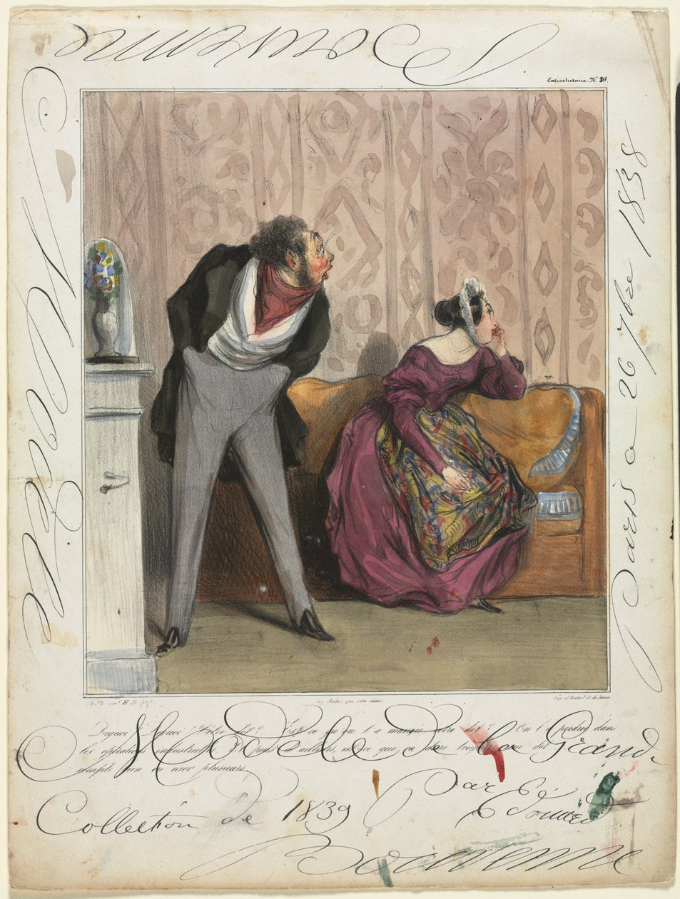 Caricaturana (ilustração 36): De quê! De que! Seu dote?... de Honoré Daumier
