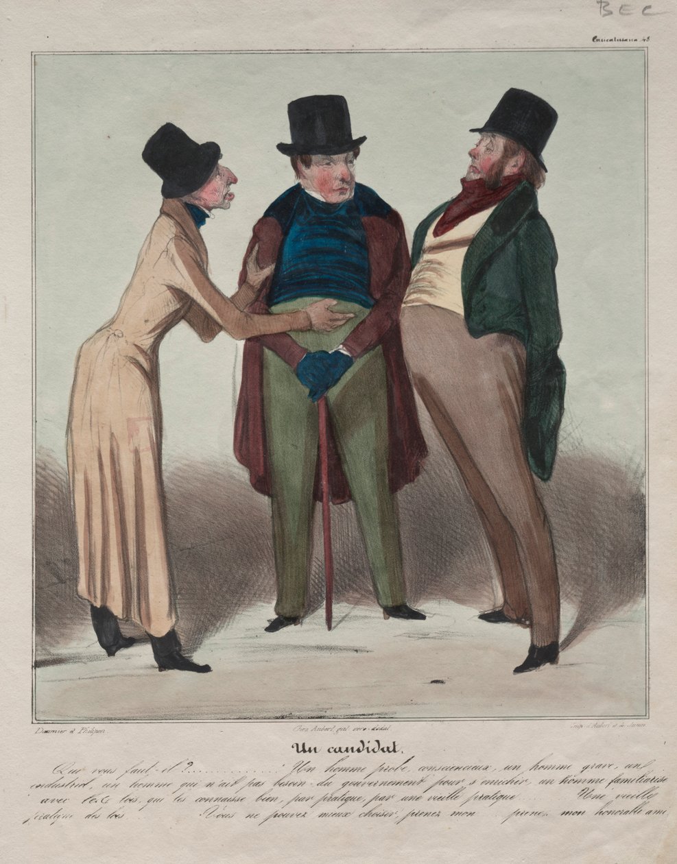 Placa 48 de Caricaturana: Um candidato, 1837. de Honoré Daumier