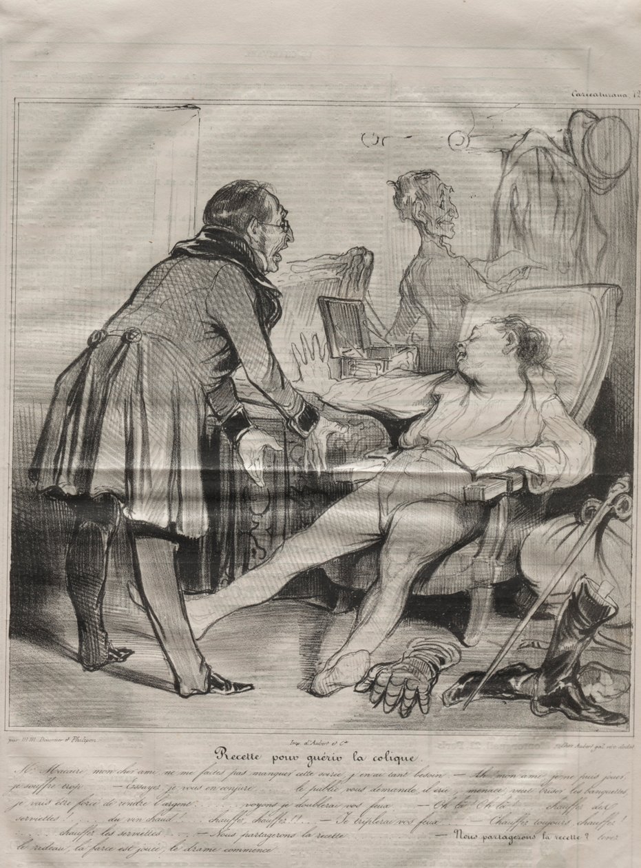 Caricaturana, prato 72: Receita para curar cólicas, 14 de janeiro de 1838. de Honoré Daumier