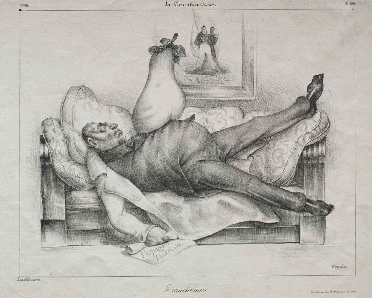 Caricatura, placa 139: O Pesadelo, 1832. de Honoré Daumier