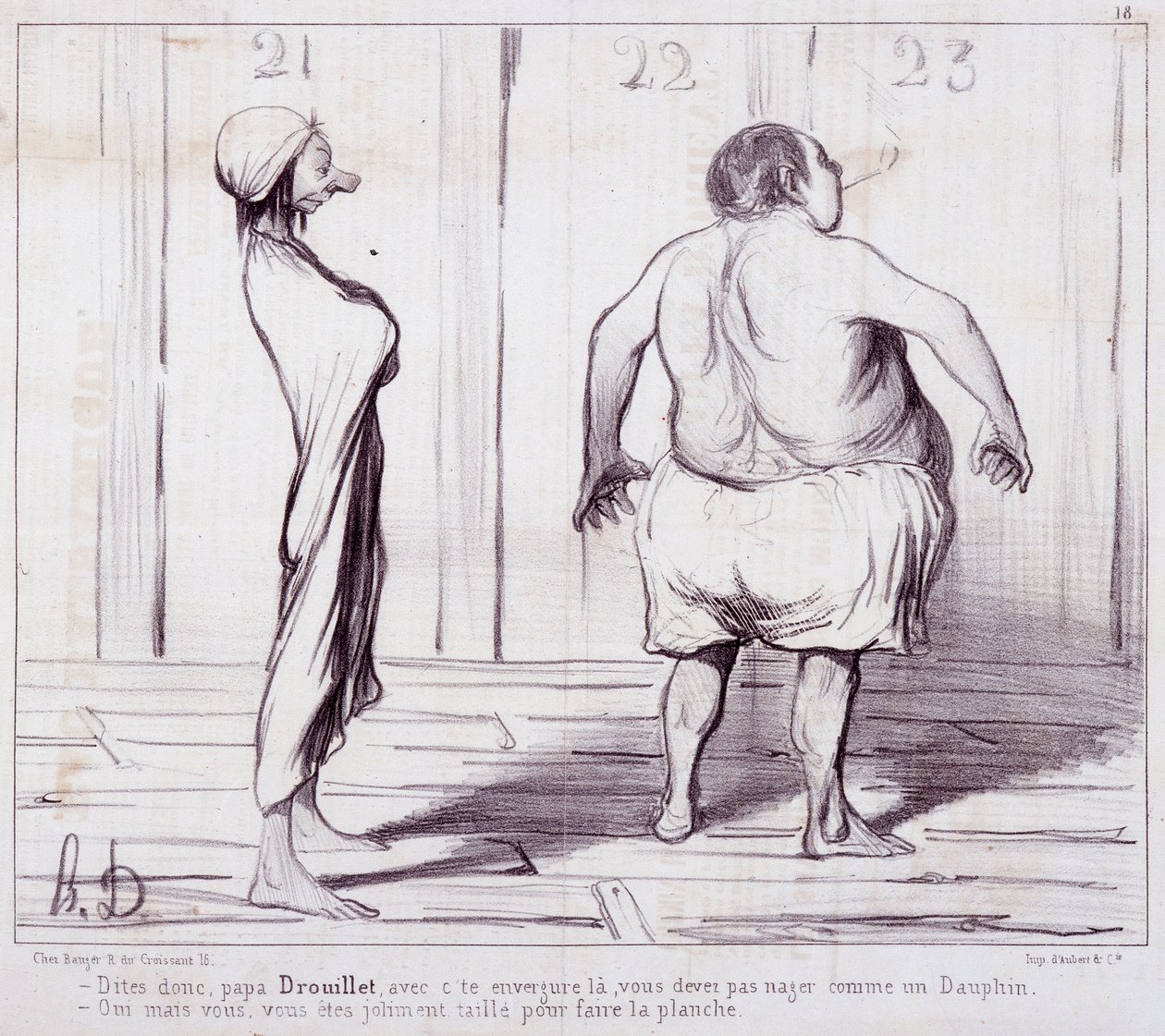 Desenho animado sobre as aparências. A série "Os Pais": Diz ao pai Drouillet..." Gravação por Honore DAUMIER (1808-1879). Extracto do jornal "Le Charivari". Dim 25x36cm. caixa 12 Marselha, Musee des Beaux-Arts, Palais Longchamps, Collection Arts Graphi de Honoré Daumier