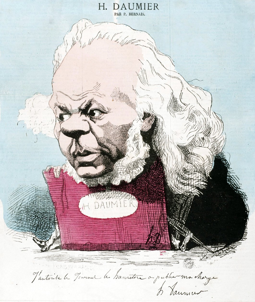 Cartoon de Honore Daumier (1808-1879), gravador, pintor e escultor francês. Gravura de P. Bernais. Dim: 33x30cm. Museu Arbaud. de Honoré Daumier