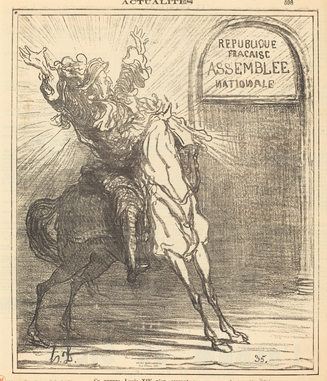 Este pobre Luís XIV não acreditando em seus olhos de Honoré Daumier