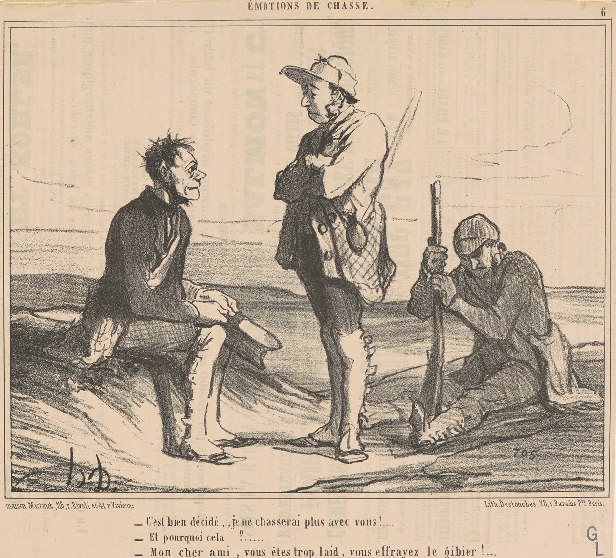 Está decidido... não vou mais caçar com você! ... de Honoré Daumier