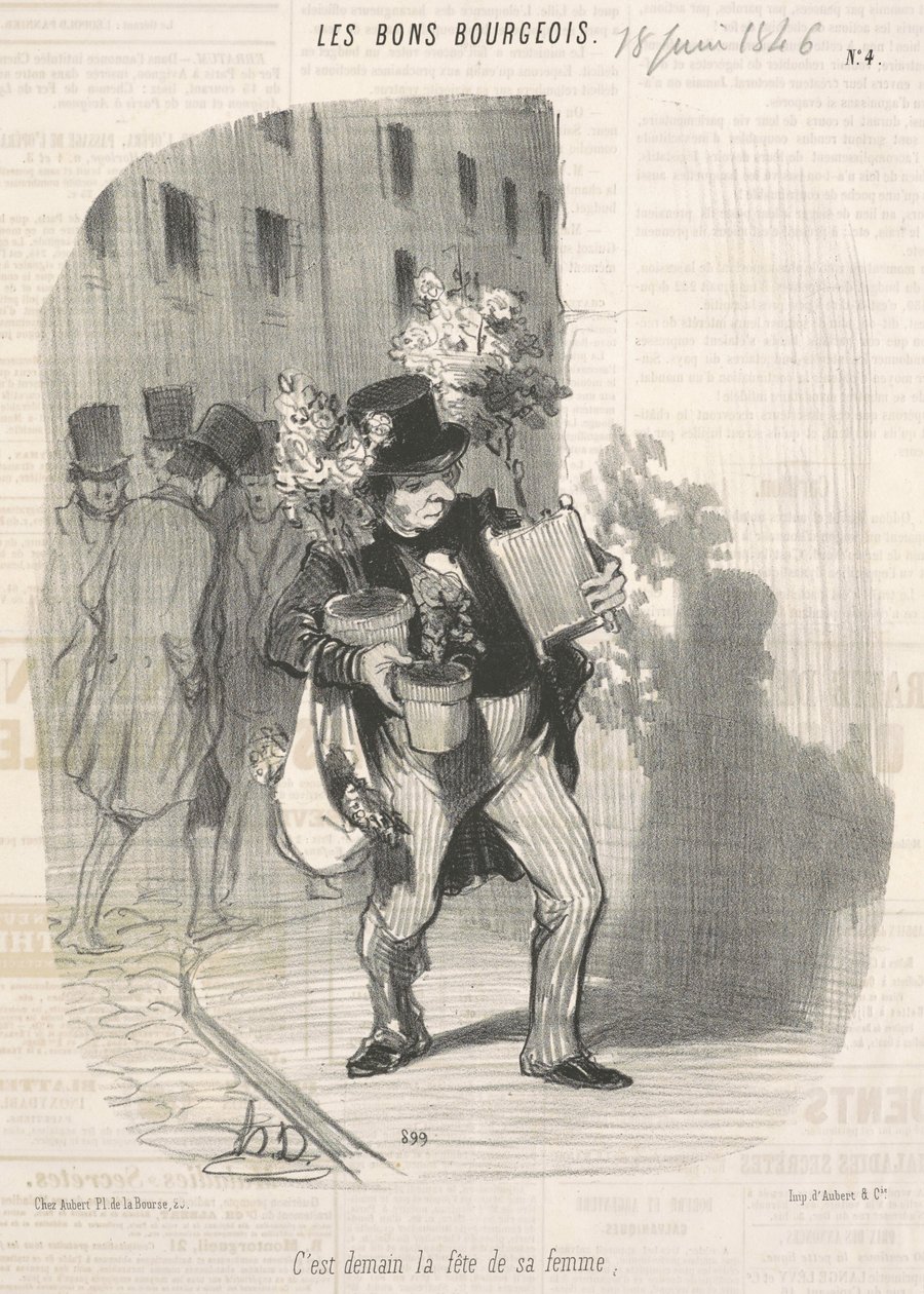 Amanhã é aniversário de sua esposa de Honoré Daumier