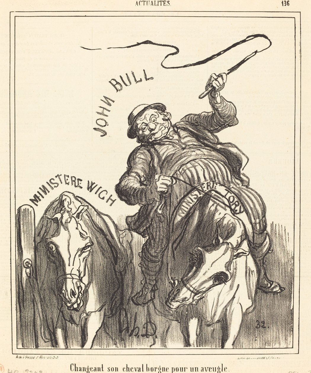 Trocando seu cavalo caolho por um cego de Honoré Daumier