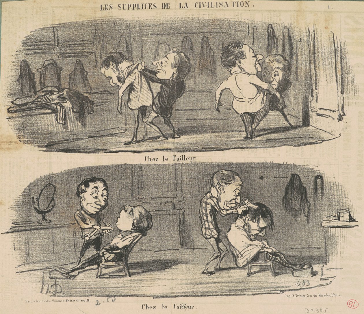 No alfaiate no cabeleireiro de Honoré Daumier