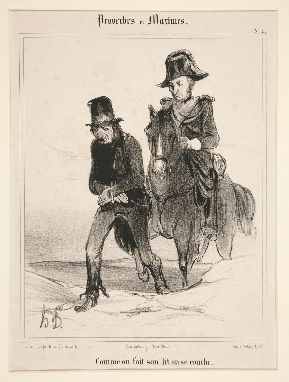 Enquanto faz a sua cama, deita-se nela, prato 4 de Proverbs e Maxims de Honoré Daumier