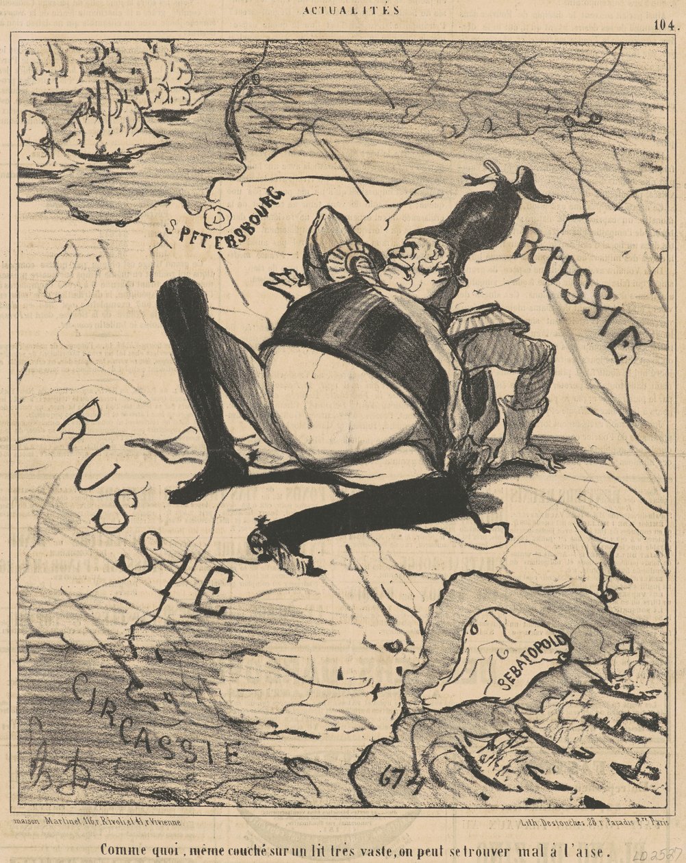 Como o que ... em uma cama muito grande,,, de Honoré Daumier