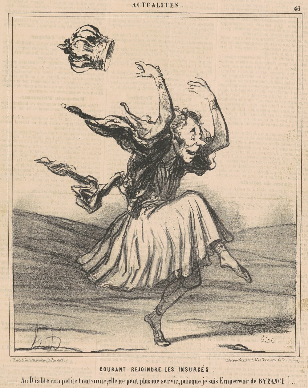 Correndo para se juntar aos insurgentes de Honoré Daumier