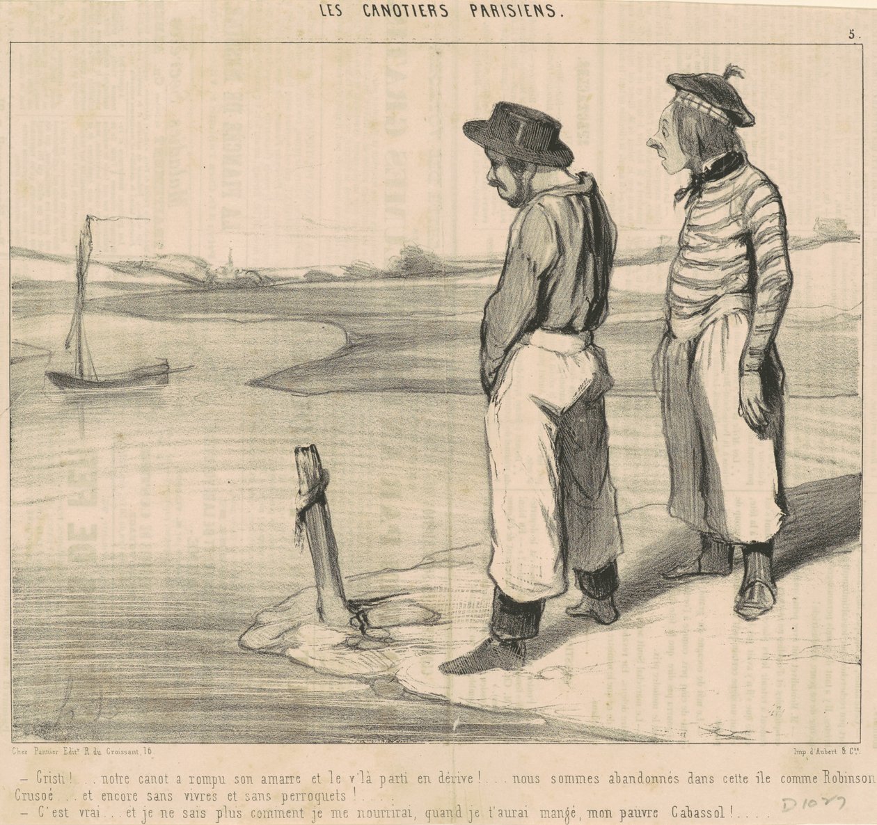Cristi! ... Nossa canoa quebrou sua amarração ... de Honoré Daumier