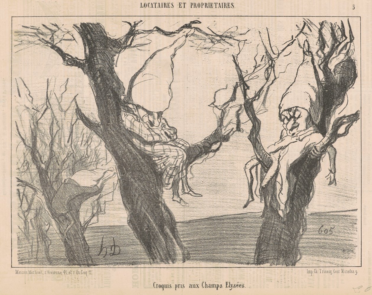 Esboço feito na Champs Elysées de Honoré Daumier