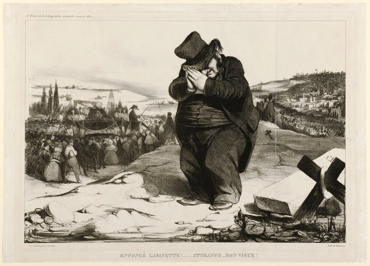 Lafayette esmagado!... Encurralado, velho amigo! 1834 (litografia) de Honoré Daumier