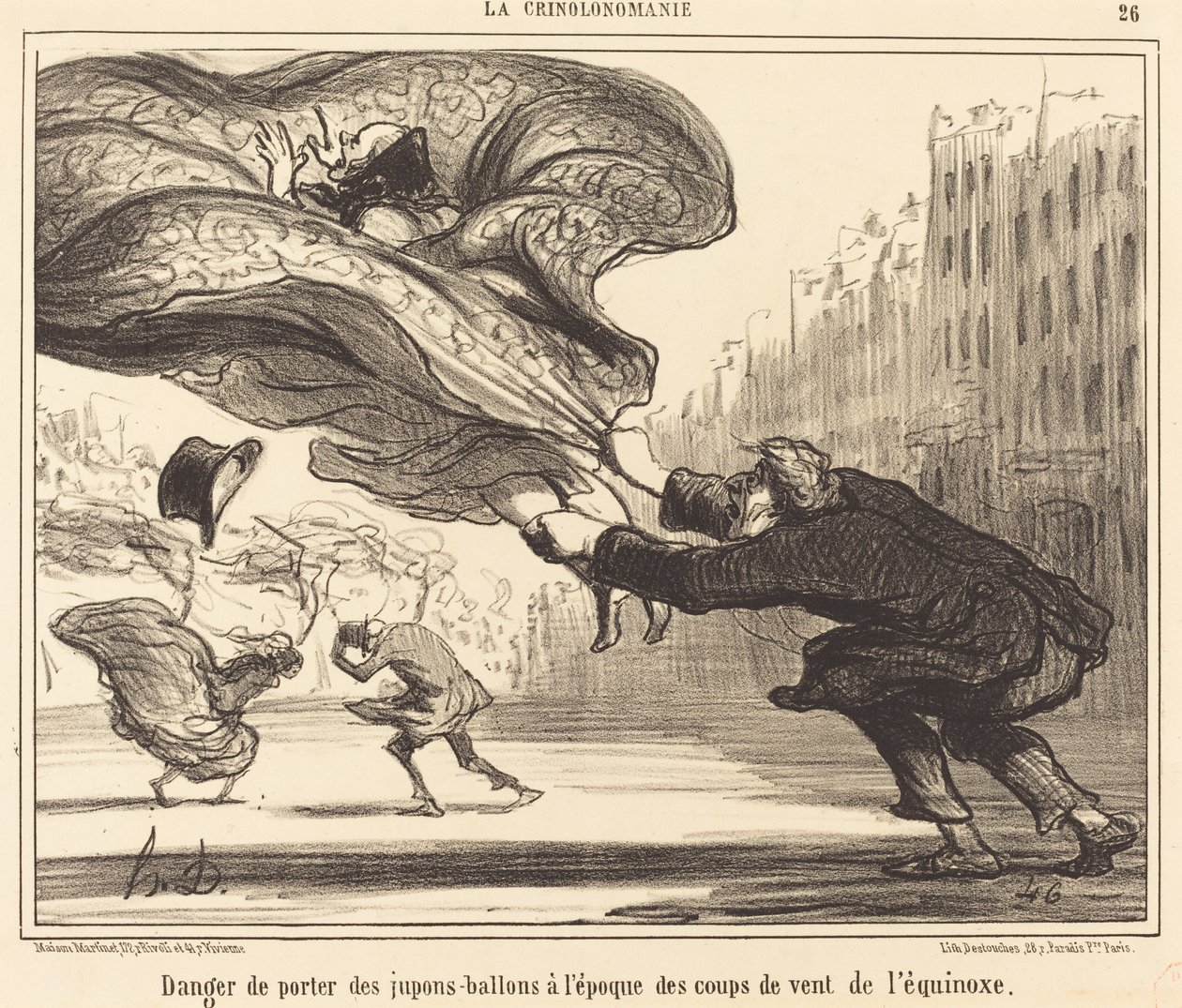 Perigo de usar anáguas de balão... de Honoré Daumier