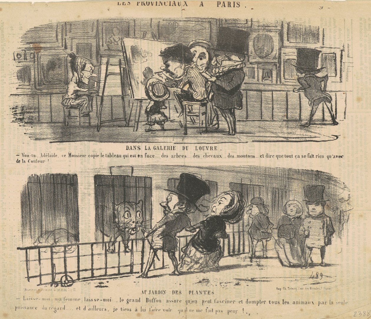 Na galeria do Louvre de Honoré Daumier