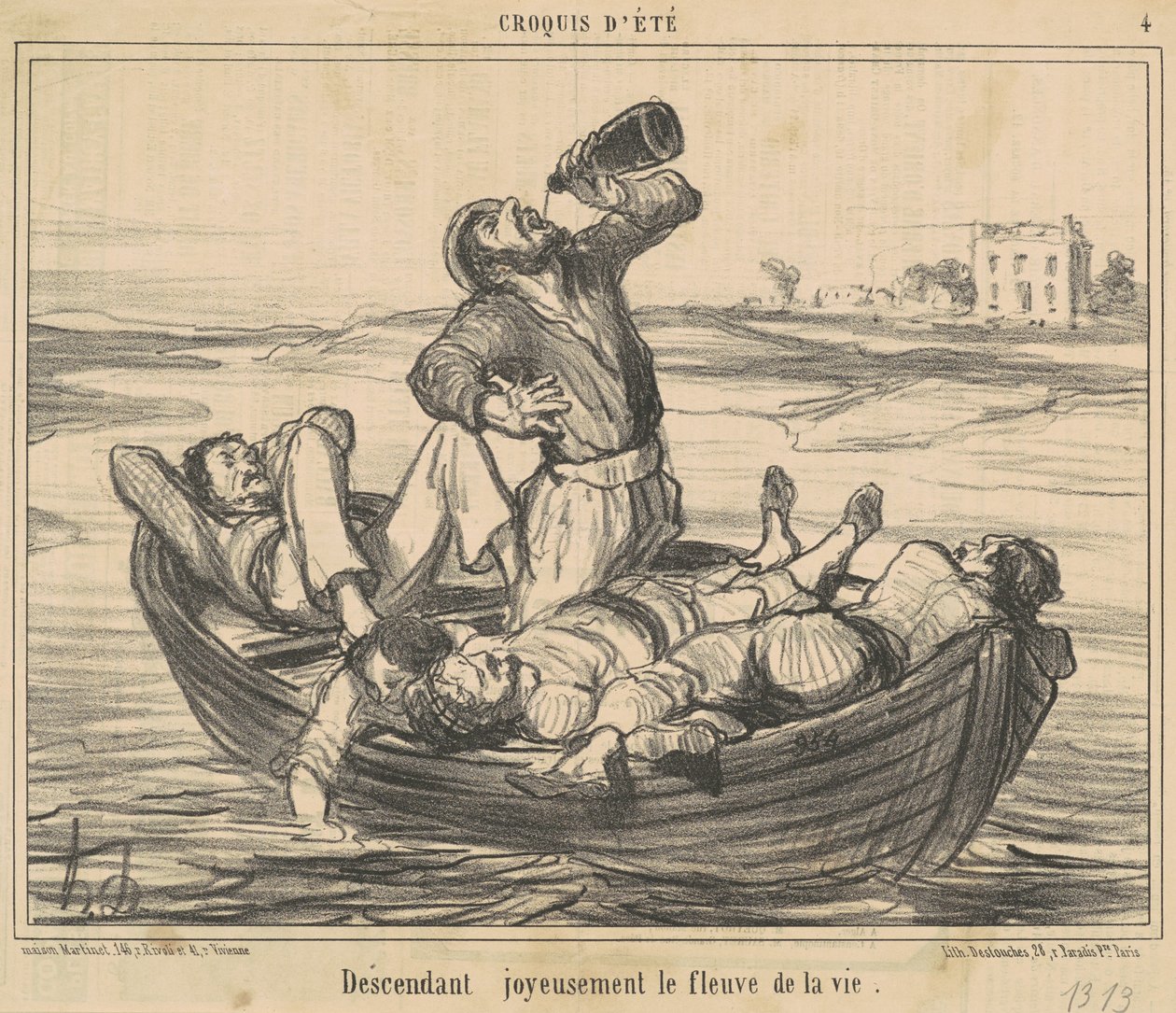 Descendo alegremente o rio da vida de Honoré Daumier