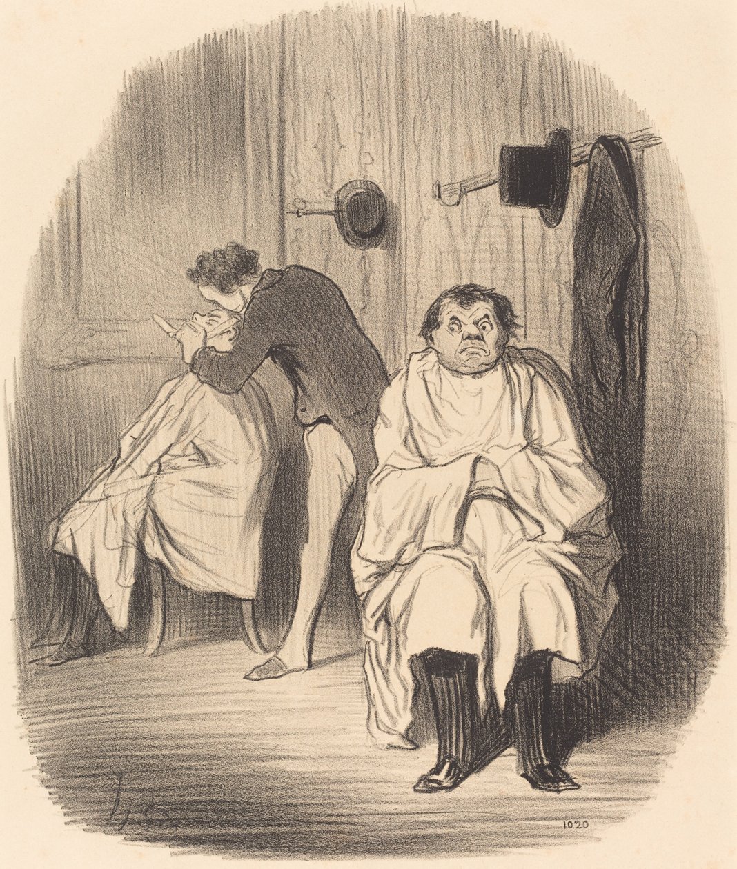 Diabo!... parece que a navalha não é muito boa... de Honoré Daumier
