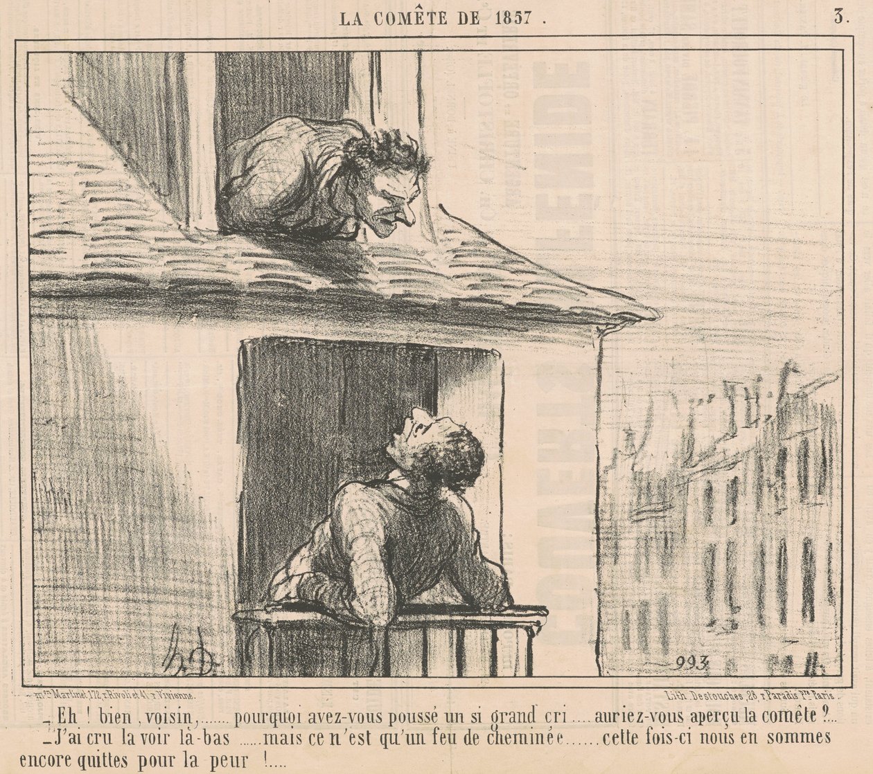 Ei! Bem, vizinho... por que você empurrou... de Honoré Daumier