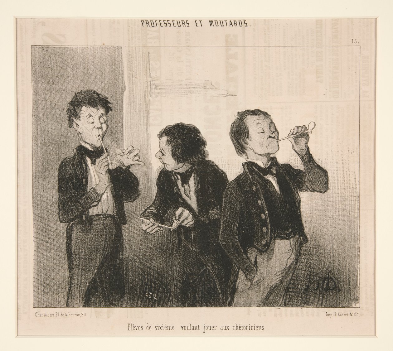 Alunos do sexto ano querendo bancar retóricos, de Professores e Moutards de Honoré Daumier