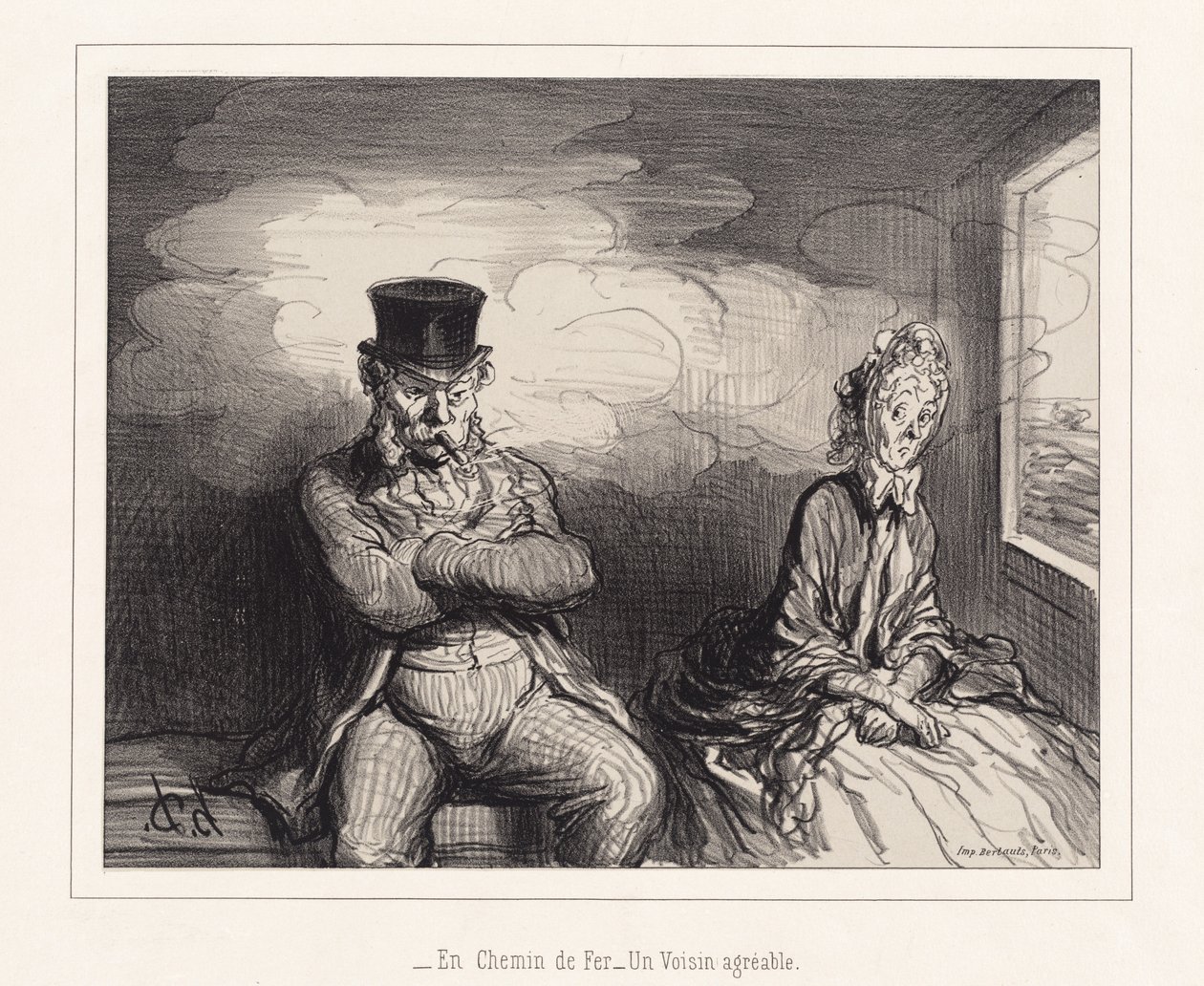 Na Estrada de Ferro... Um Vizinho Agradável de Honoré Daumier