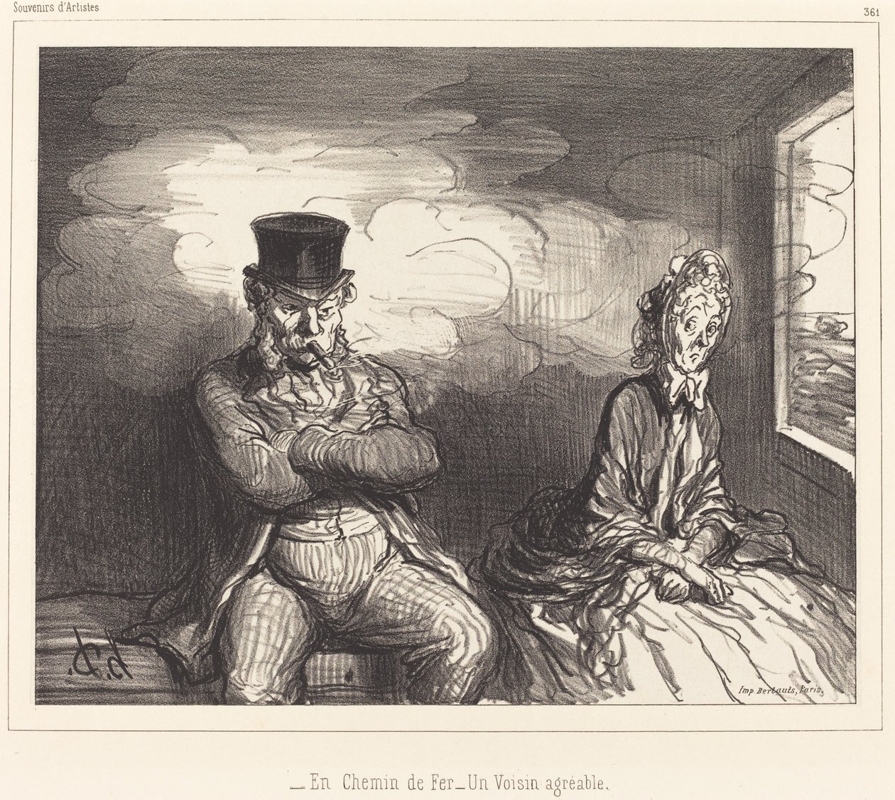 En Chemin de fer... un voisin agréable (Na Ferrovia... um vizinho agradável) de Honoré Daumier