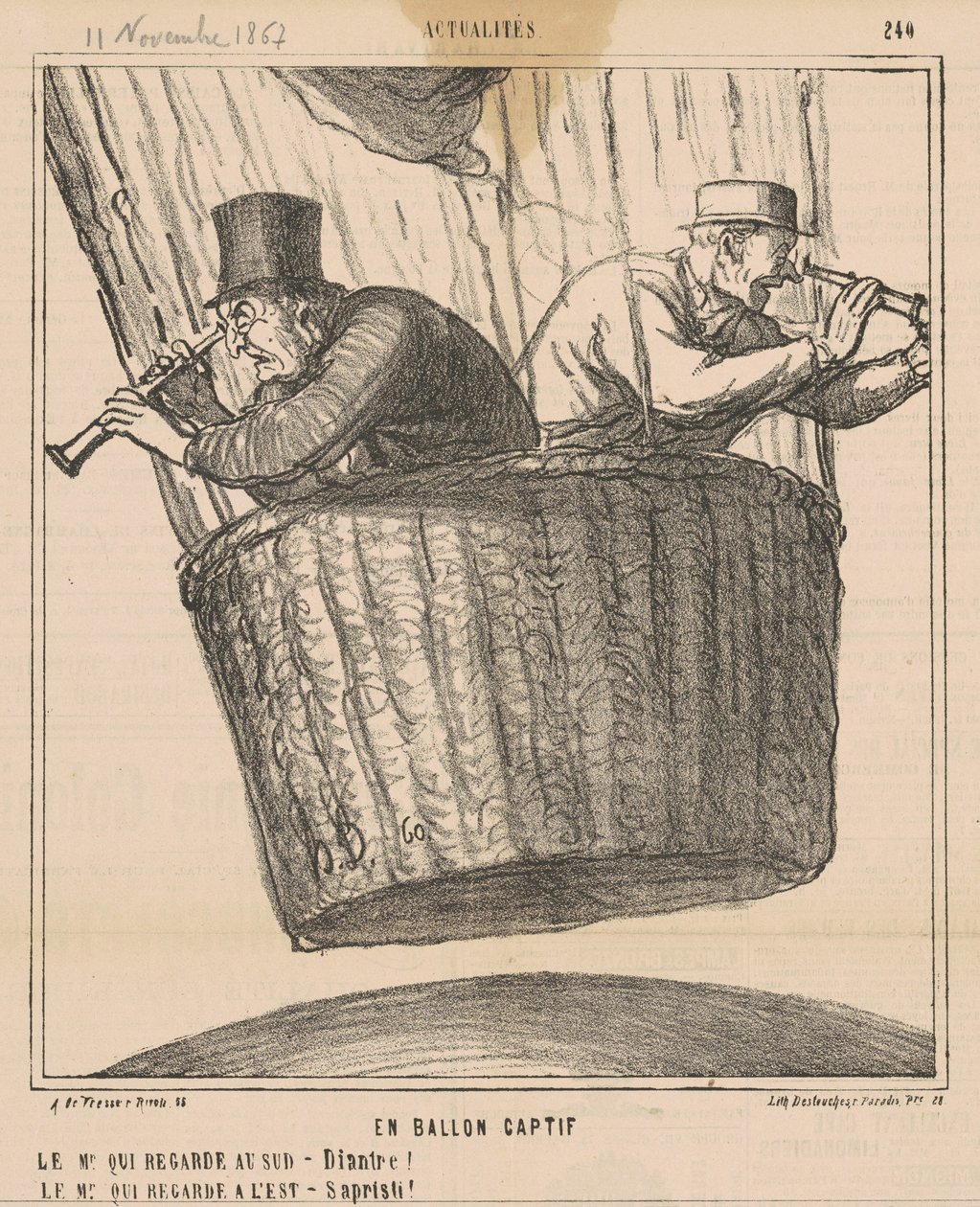 Em balão cativo de Honoré Daumier