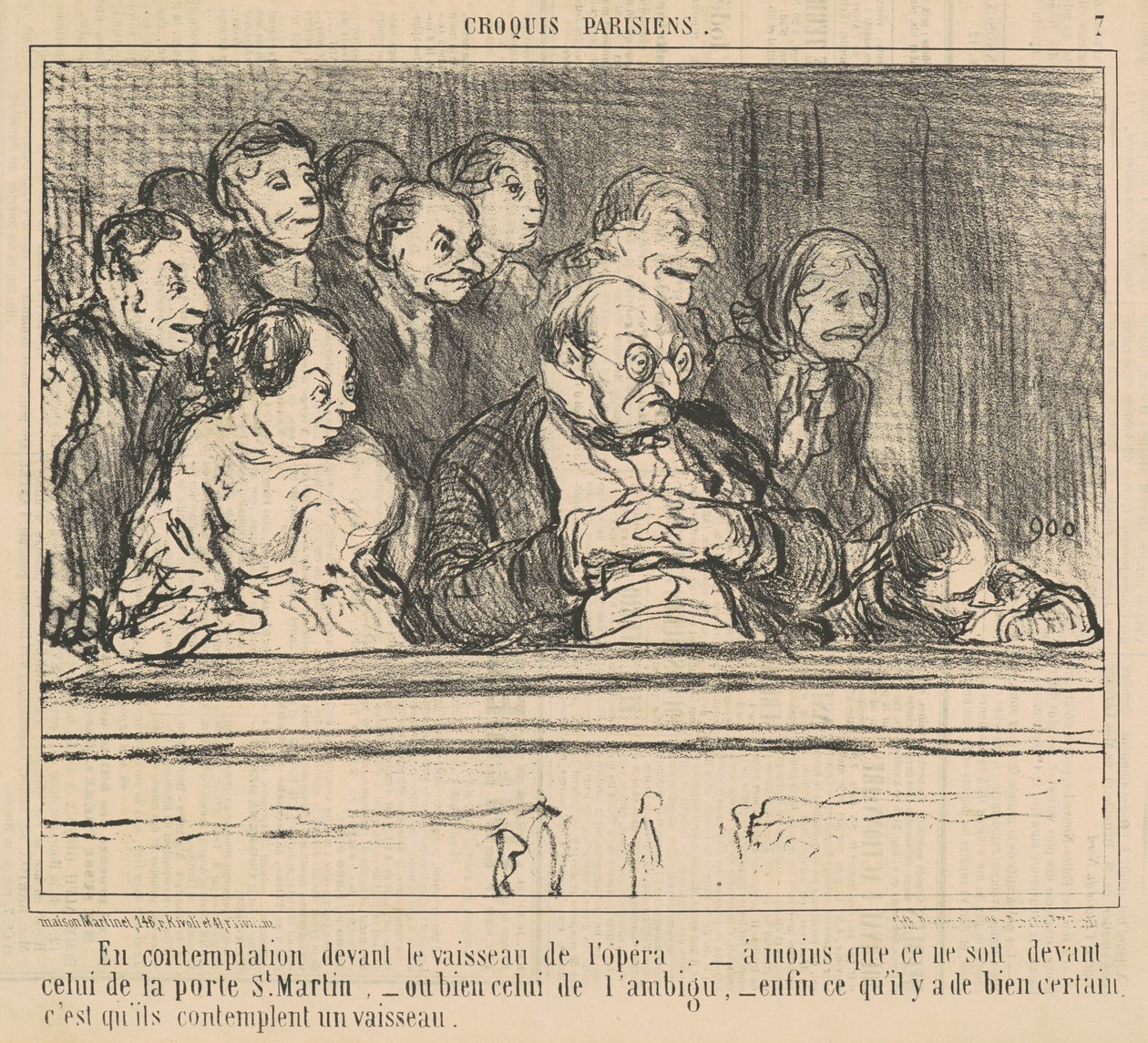 Em contemplação em frente ao navio da ópera de Honoré Daumier