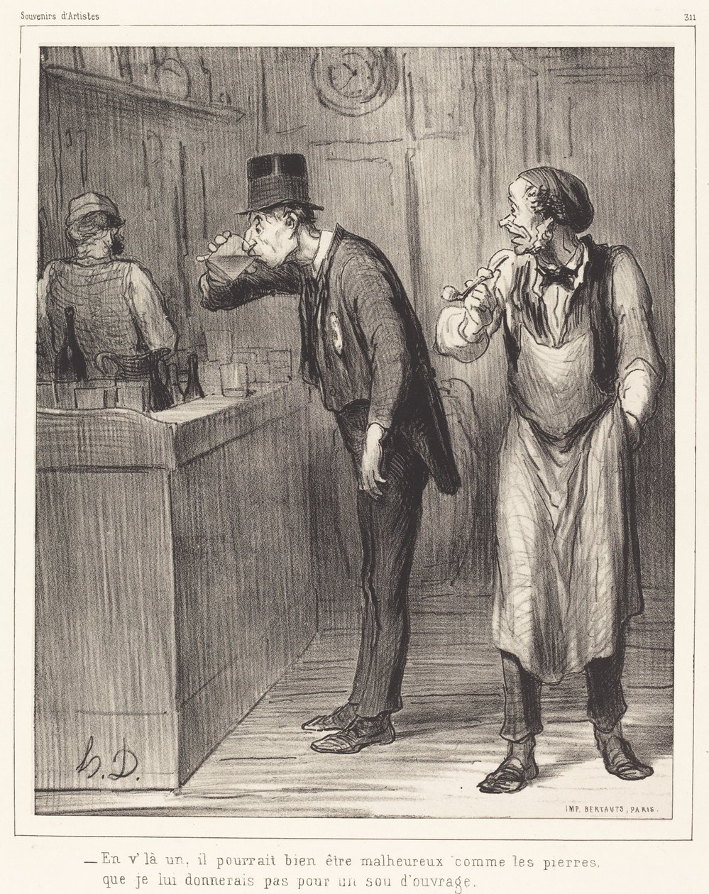 Há um, ele poderia muito bem estar infeliz... de Honoré Daumier